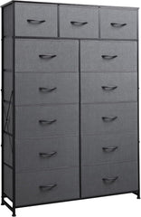 Storage Organizer with 13 Fabric Drawers, Large Capacity Storage Unit, Black(A-dark Grey)