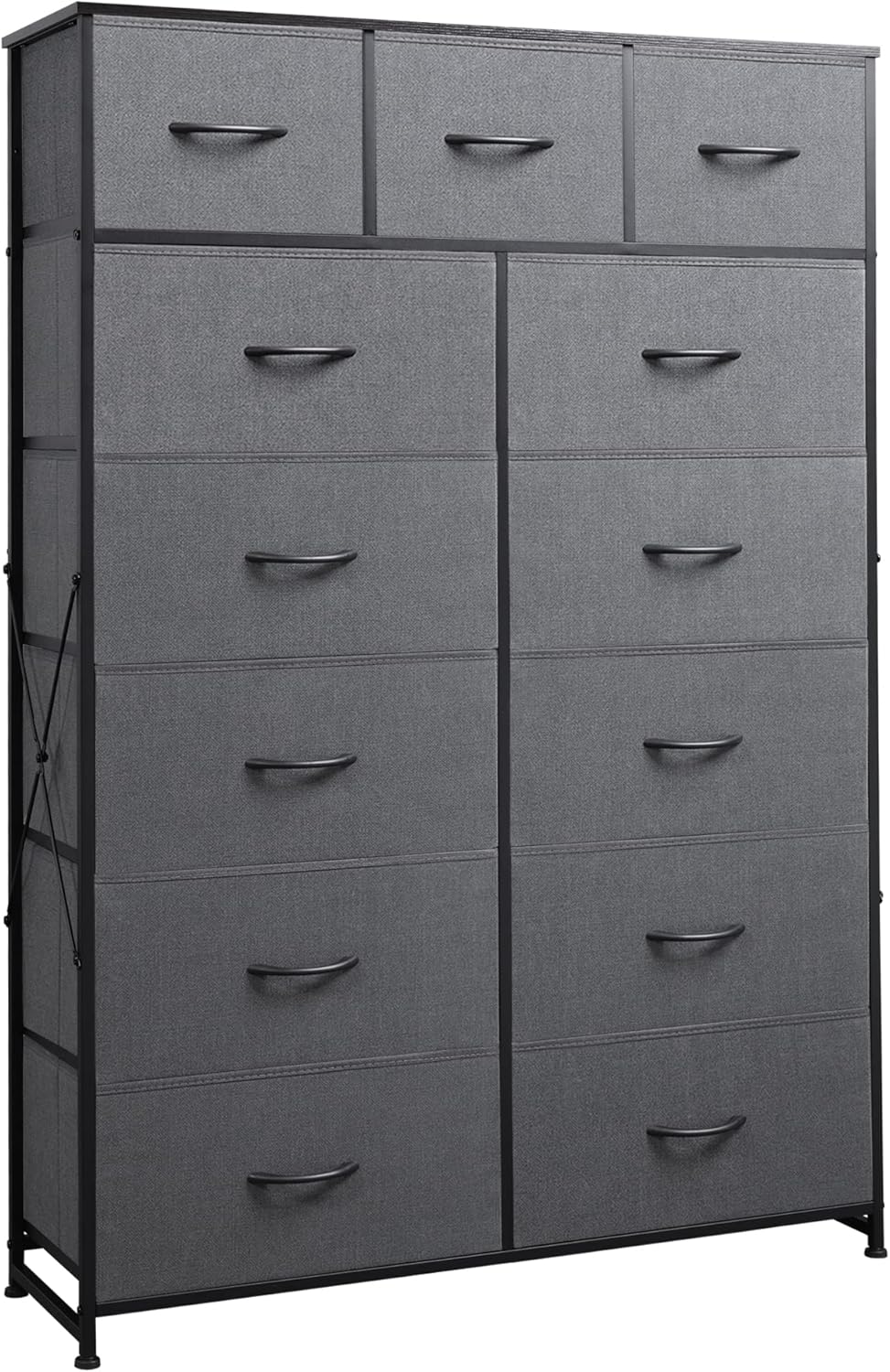 Storage Organizer with 13 Fabric Drawers, Large Capacity Storage Unit, Black(A-dark Grey)